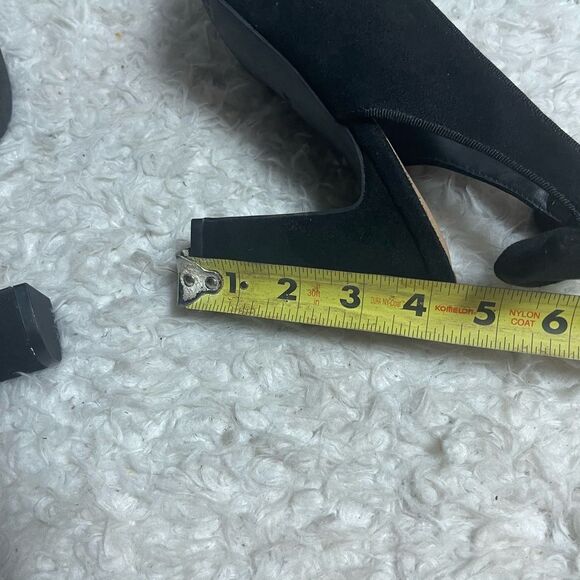 Torrid synthetic Black suede Peep-Toe sling back heels with bow accent SZ10W - Picture 8 of 11
